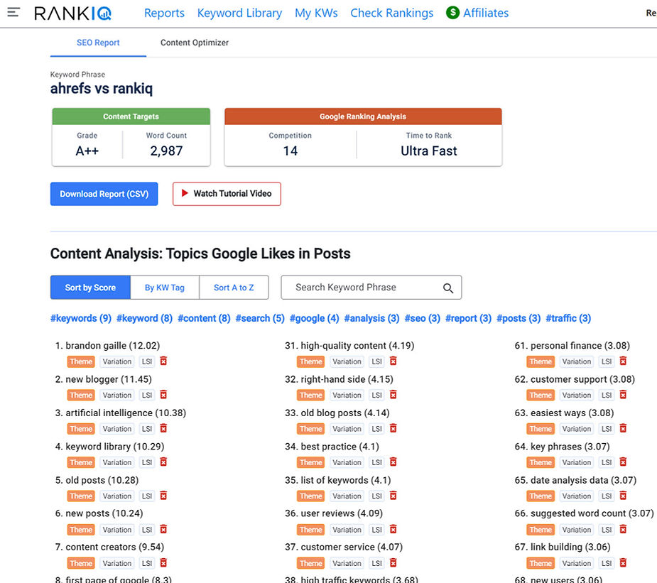 rankiq seo report