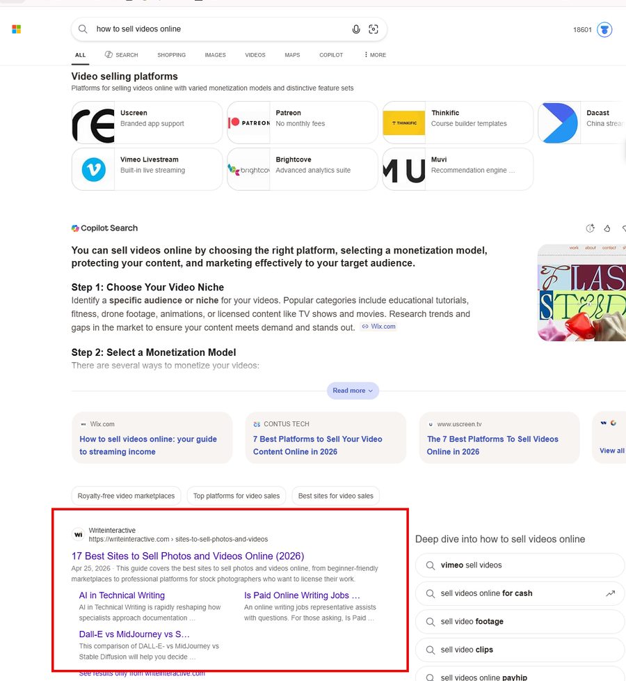 Bing ranking proof