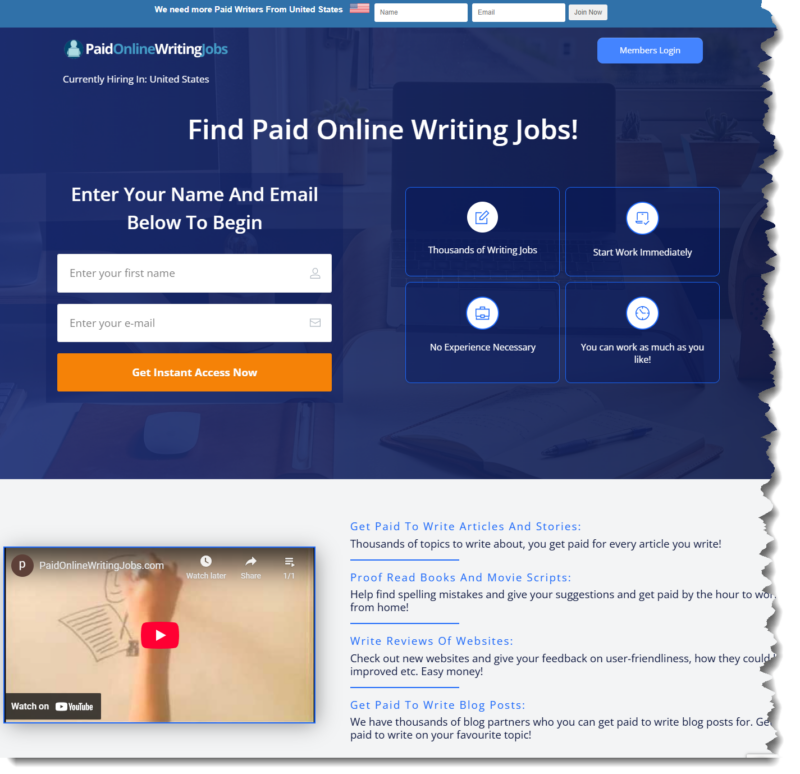 is paid online writing jobs legit home page